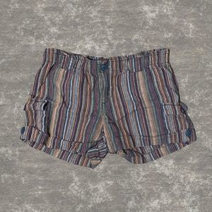 OLD NAVY | Low Waist Multicolor Striped Roll Hem Elastic Waist Linen Shorts L